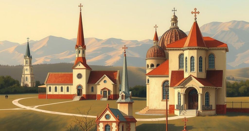 Chiese che rappresentano la nuova politica di endorsement dei candidati, con simboli religiosi e architettura sacra.