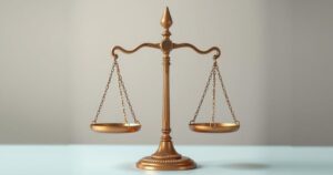 Striking legal scales representing gender and identity, set against a backdrop of an American flag, in muted colors.