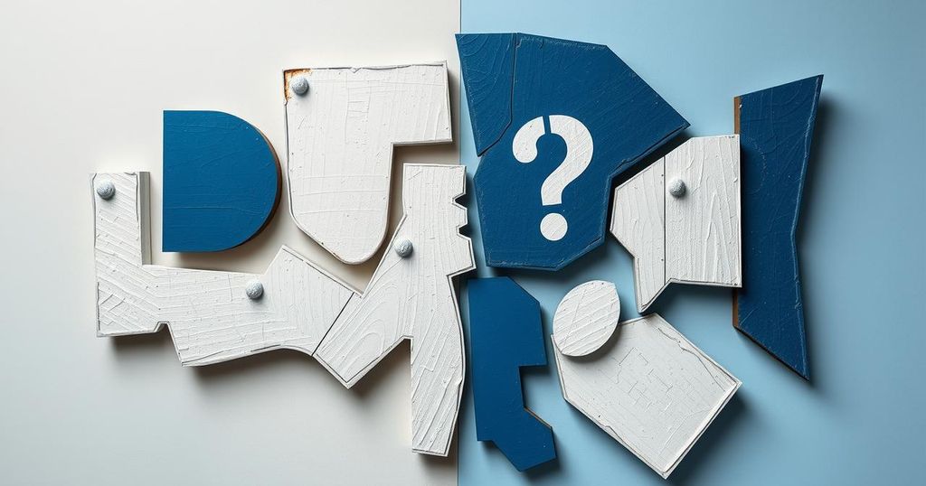 A visual representation showing public dissatisfaction, with varied shades of blue and grey in a modern art style.