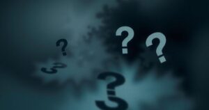 A symbolic representation of questions surrounding political scandals and secrecy with shadows and question marks.