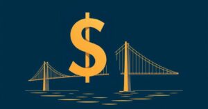 A conceptual illustration of political discourse featuring abstract symbols of finance and negotiation.