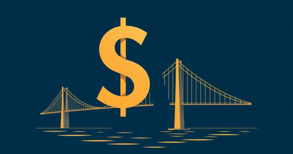 A conceptual illustration of political discourse featuring abstract symbols of finance and negotiation.