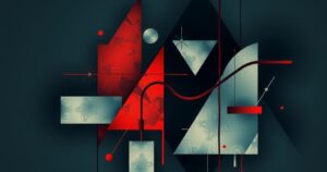 Abstract art depicting intrigue and secrecy with dark tones and geometric shapes symbolising political tension.